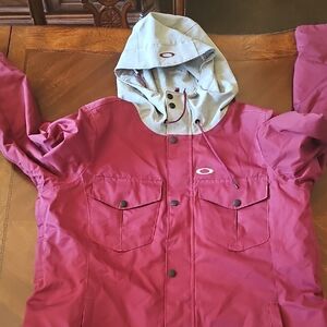 Oakley Kids' Rose Pink Hooded Raincoat with Light Gray Hood